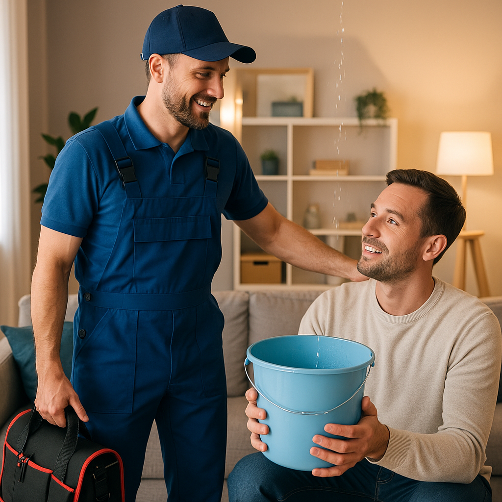 Installateur hilft bei Wasserschaden