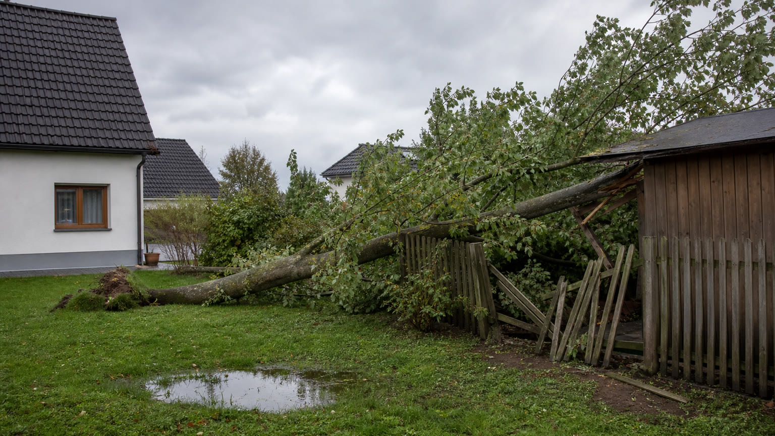 Baum vom Nachbarn fällt auf mein Grundstück: Welche Versicherung zahlt in Österreich?