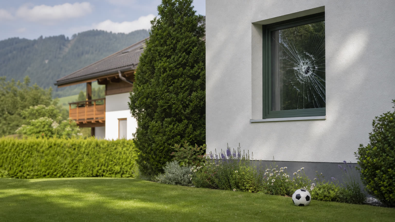 Fußball zerbricht Nachbarfenster: Zahlt die Haftpflicht in Österreich?
