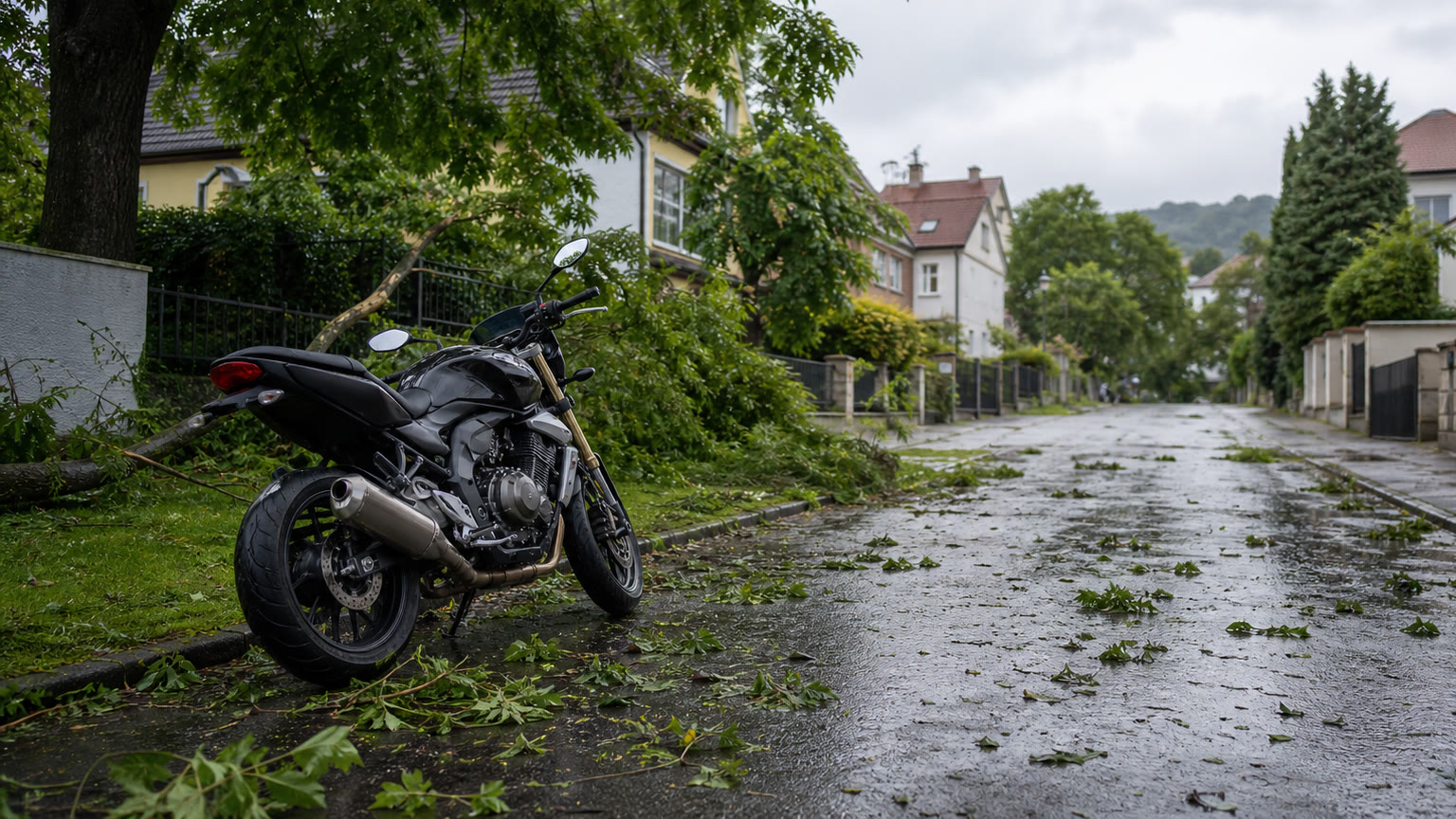 Motorrad nach Sturm umgefallen: Welche Versicherung zahlt in Österreich?