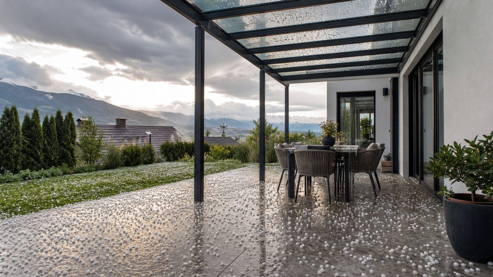 Terrassenüberdachung durch Hagel beschädigt: Welche Versicherung zahlt in Österreich?