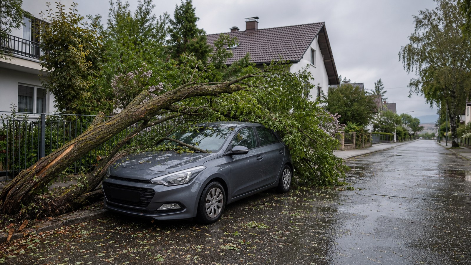 Baum fällt auf Auto in Österreich: Welche Versicherung zahlt?