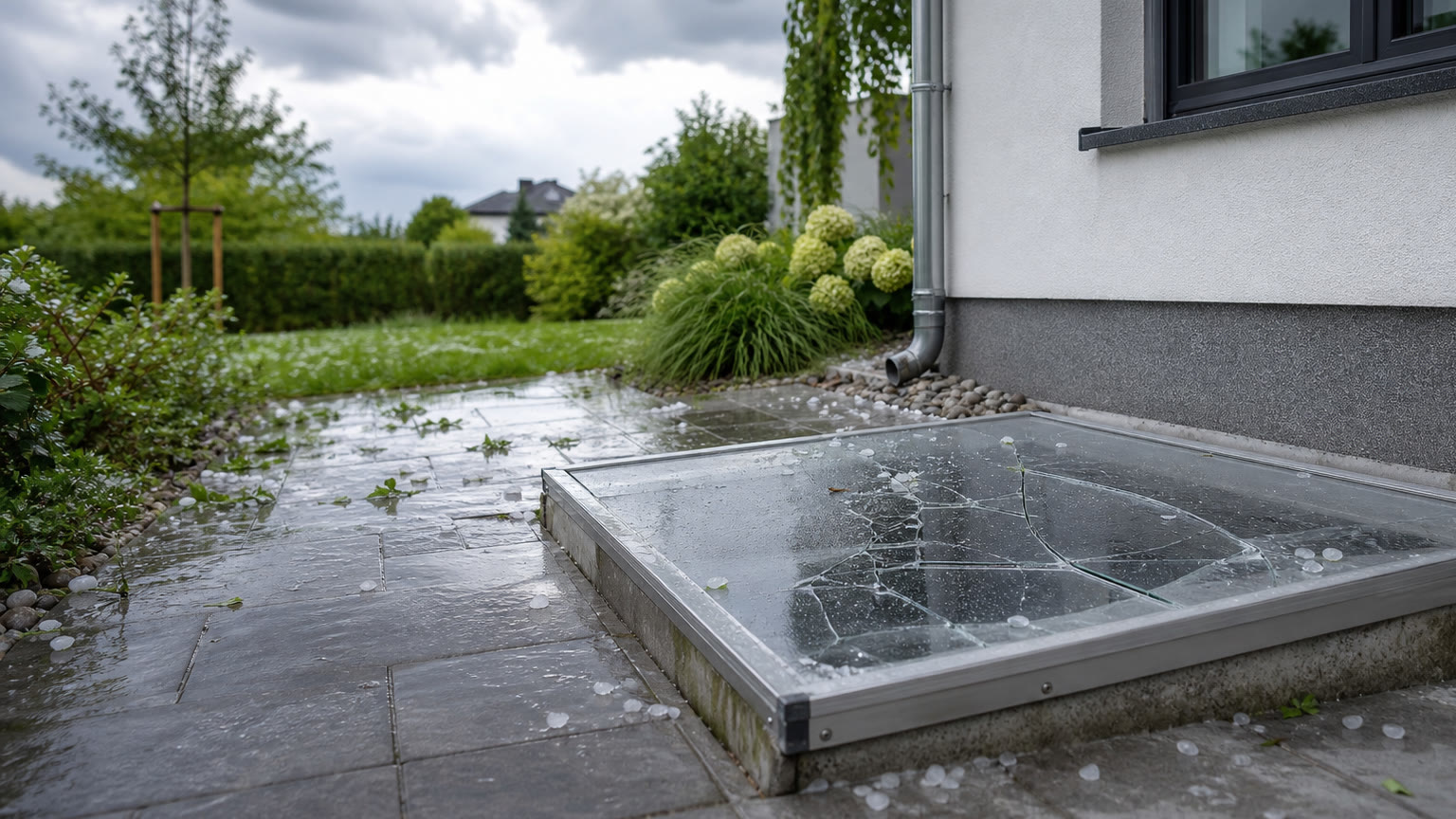 Lichtschachtabdeckung durch Hagel oder Sturm beschädigt: Welche Versicherung zahlt in Österreich?