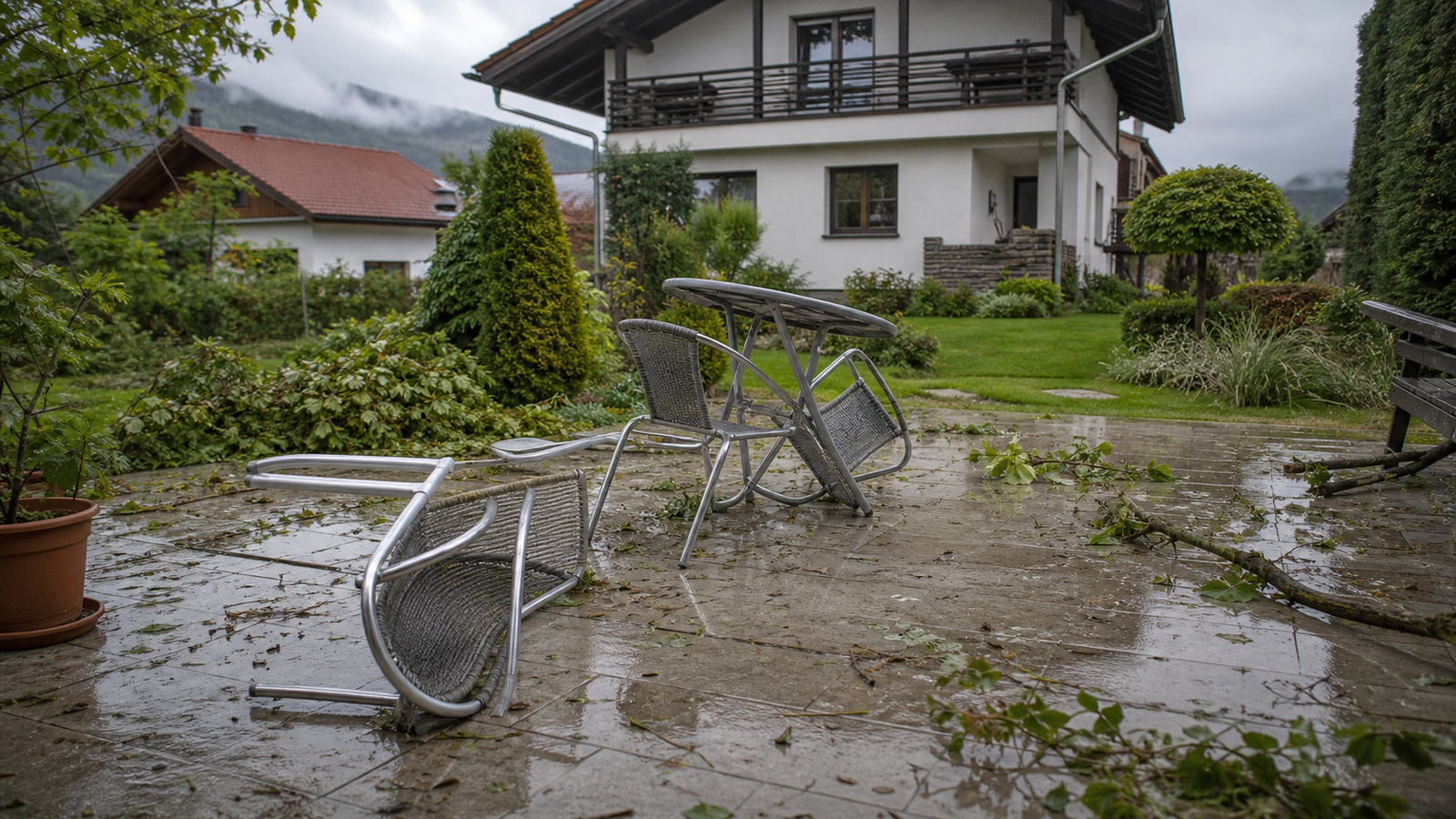 Gartenmöbel durch Sturm beschädigt: Zahlt die Haushaltsversicherung in Österreich?