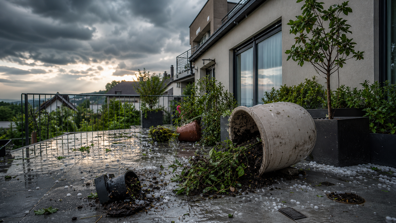 Pflanzkübel durch Sturm oder Hagel beschädigt: Welche Versicherung zahlt in Österreich?