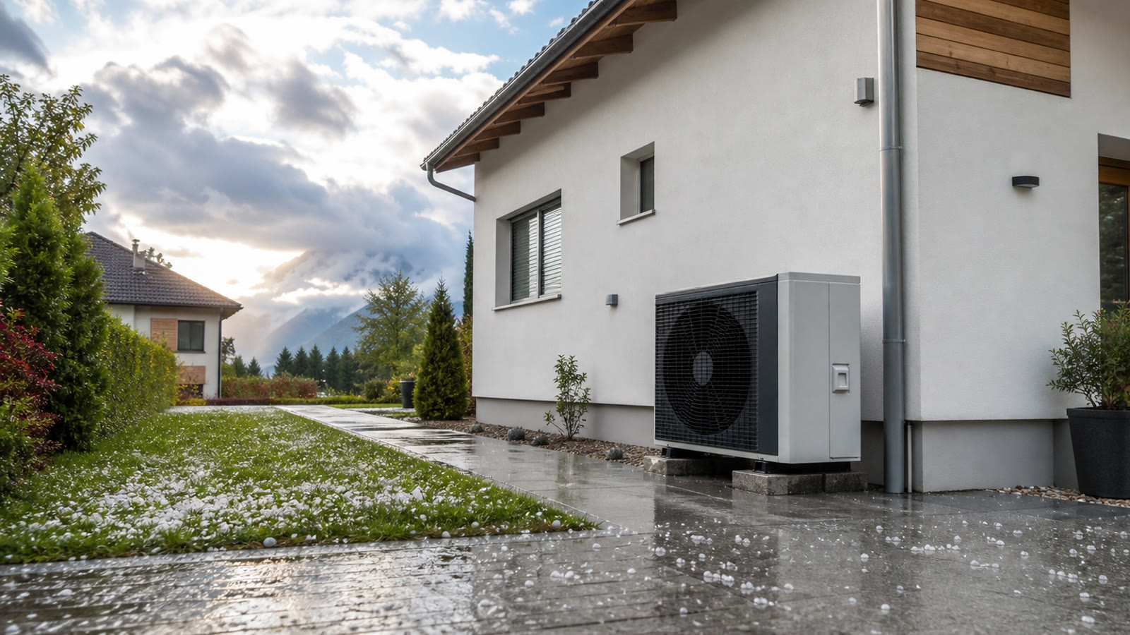 Wärmepumpe-Außengerät durch Hagel oder Sturm beschädigt: Welche Versicherung zahlt in Österreich?
